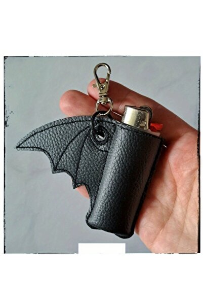 Choice Black 1PC Bat Lip Balm Holder Keychain PU Leather Wing Design Punk Sty...