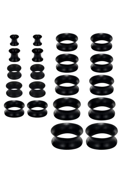 Choice 14 مم أسود زوج واحد من أدوات توسيع نفق اللحم المرنة المصنوعة من السيلي...