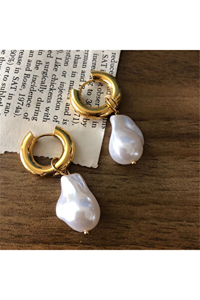 Choice 1 أقراط دائرية من HUANZHI على شكل باروك غير منتظمة من اللؤلؤ الصناعي ل...