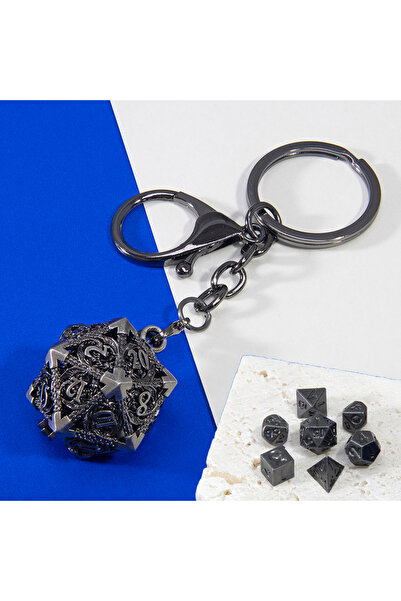 Choice Black Zinc w Dice Dragon D20 Dice Keychain Fashion Keyring Ornament Ke...