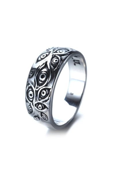 Choice 11 خاتم عين الشيطان الفضي ذو الطراز القوطي البسيط للرجال والنساء، مناس...