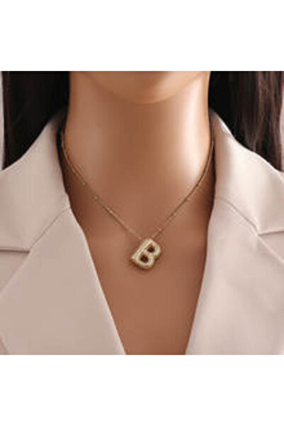 Choice قلادة رائعة مطلية بالذهب عيار 18 قيراطًا مرصعة بالزركون، مصنوعة من الذ...