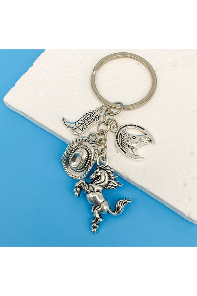Choice ER555 1pc Sporty Western Cowboy Hat & Boots & Horse Keychain Men's Fas...