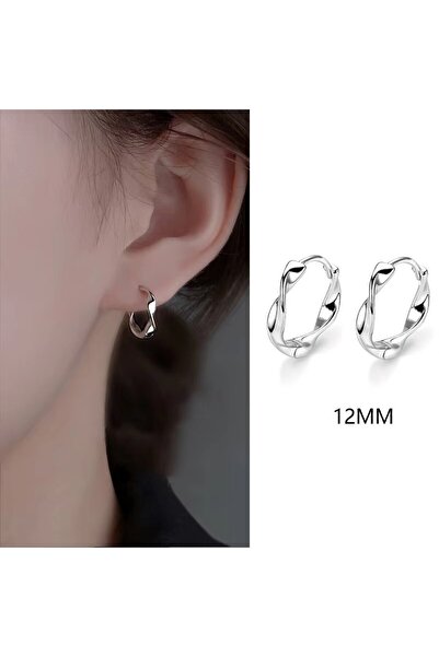 Choice AED95-s12 قرط حلقي فضي اللون أنيق للنساء، بتصميم هندسي بسيط، دائري الشكل