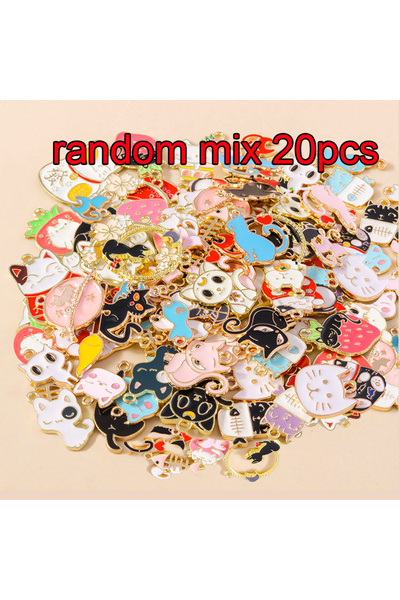 Choice مزيج عشوائي من 20 قطعة من 5/20 قطعة من دلايات القطط المينا اللطيفة على...