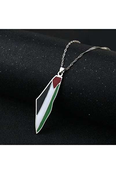 Choice قلادة خريطة فلسطين من الفضة N1180 للرجال والنساء من الفولاذ المقاوم لل...