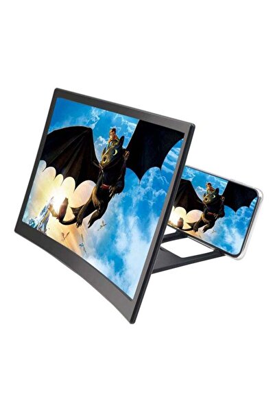 Generic L6 Curved Screen 12 Inch Foldable Phone Stand Screen Amplifier For All Smartphones Black
