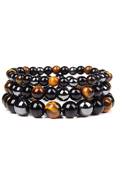 Choice قطعة واحدة من خرز عين النمر الهيماتيت الأسود الطبيعي مقاس 6 مم للرجال ...