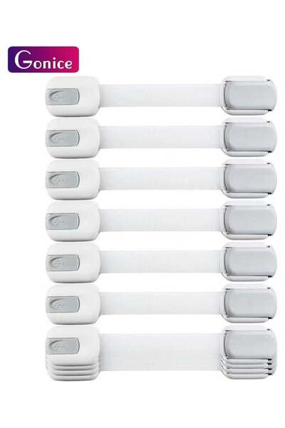 Gonice مجموعة من 10 أقفال حزام أمان للأطفال للخزائن والأدراج، وسادات لاصقة من 3M