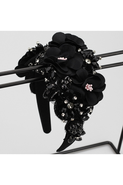 Choice عصابة رأس مصنوعة يدويًا باللون الأخضر والأسود من الكريستال والخرز على ...