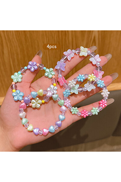 Choice 4 قطع من أساور الزهور الملونة على شكل فراشة للنزهات الخارجية، يمكن تنس...
