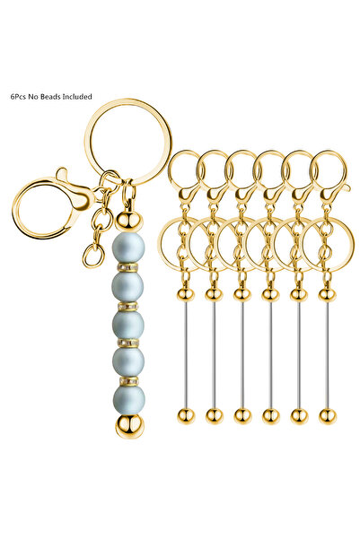 Choice 6PCS gold color 2/6/12/18pcs Metal Beadable Keychain Bars Blanks for B...