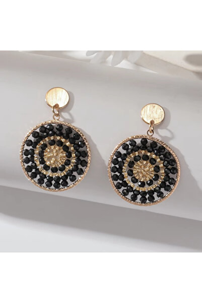 Choice أقراط متدلية معدنية سوداء للنساء على طراز بوهو العرقي مع خرز البذور، أ...