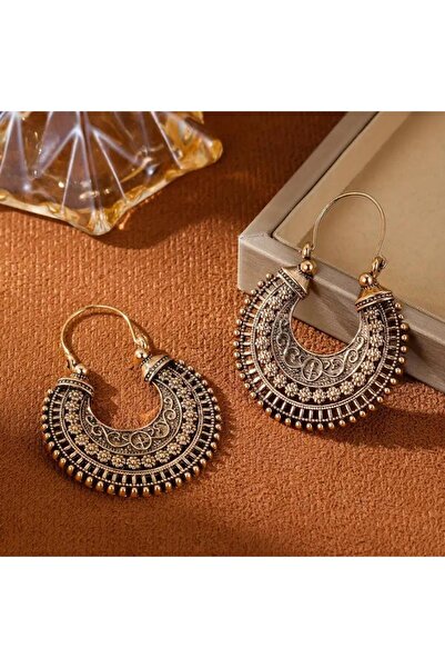 Choice أقراط دائرية ذهبية عتيقة من البرونز البوهيمي للنساء بتصميم أنيق مجوف م...