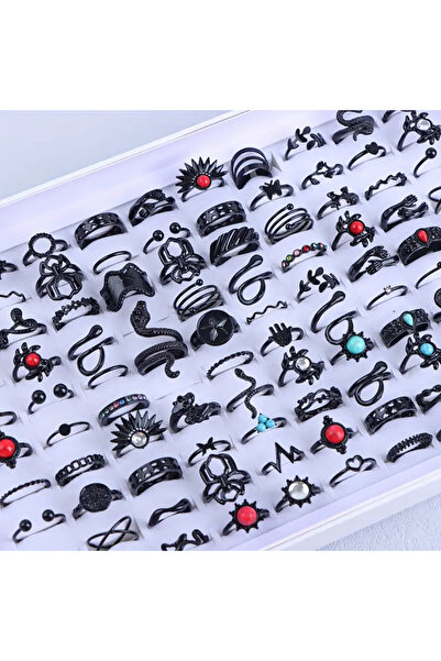 Choice مجموعة خواتم سوداء من 20 قطعة بتصميم بانك جوثيك للنساء والرجال بتصميم ...