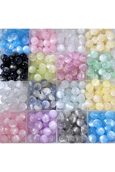 Choice مزيج 32 قطعة، 8 مم، تقليد عين القط، راتنج، خرز دائري، خرز سائب، خرز سو...