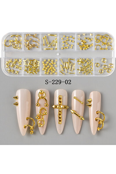 Choice S-229-02 12 شبكة بانك فضية ذهبية مسامير مسمار سحر Y2K المعادن المسامير...