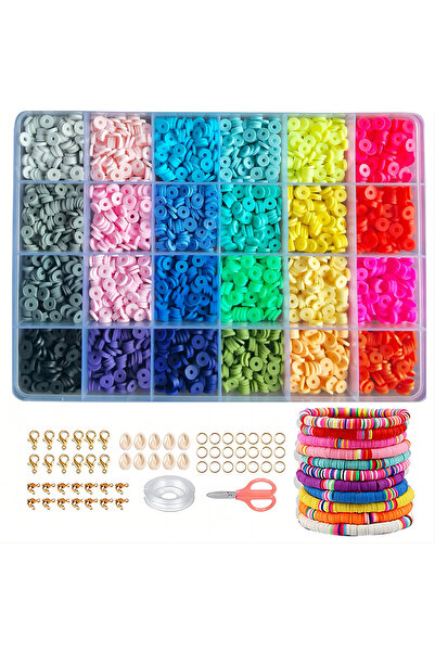 Choice طقم صنع أساور من خرز الطين البوليمري مكون من 2400 قطعة من الأواني الفخارية ذات الألوان الـ 24، مجموعة متنوعة من الألوان المختلفة