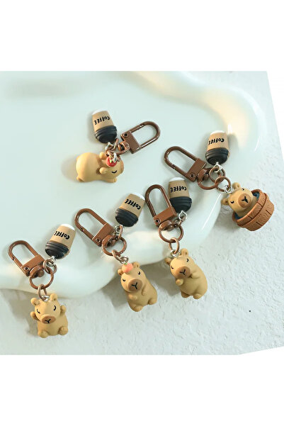 Choice 5pcs a set Cute Resin Capybara Key Chains for Women Girls Capibara Ani...