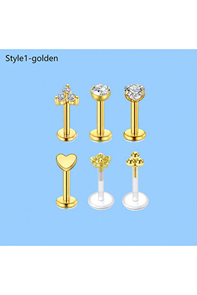 Choice حلق مستقيم للوجه 1.2 × 8 مم، مجوهرات ثقب الشفاه B، 6 قطع من أقراط الغض...