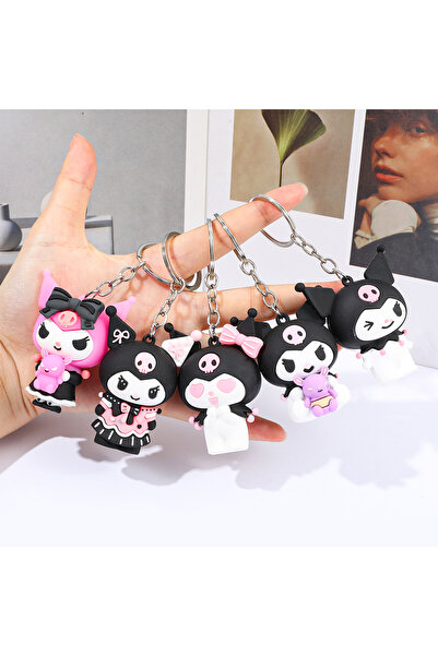 Miniso 6 cm KC5609 5PCS Sanrio Hello Kitty Travel Keychain Set - Durable Hello Kitty Kuromi Luggage Tags, B