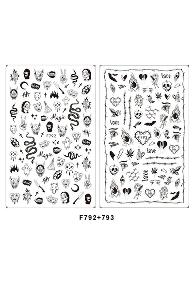 Choice F792 793 2/6pcs 3D Snake Design Nail Stickers Evil Eye Tiny Skull Ghost Flower Design Sliders For Ha
