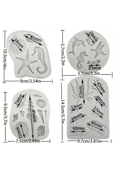 Choice 4pcs 4pcsOcean theme silicone mold，Seaweed、Fish、Crab、Coral、Conch、Shell Shape Silicone Mold，DIY Hand