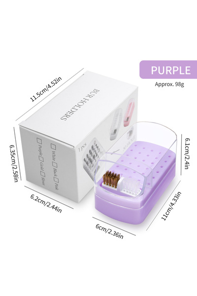 Choice صندوق منظم لرؤوس مثقاب الأظافر من PURPLE، 30 فتحة، رف عرض، مصنوع من ال...