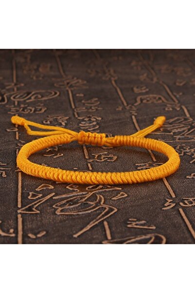 Choice سوار بوذي تبتي أصفر اللون مصنوع يدويًا مضفر قابل للتعديل بعقدة كينغ كو...