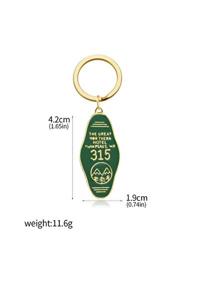 Choice K00090-01 TV Show Twin Peaks Hotel Keychain Metal Green Enamel Great N...