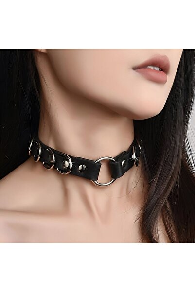 Choice قلادة جلدية على شكل طوق بتصميم بانك قوطي أنيق من الطراز الأول لحفلات ا...