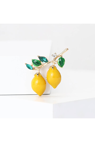 Choice دبابيس أنيقة من المينا باللون الأصفر على شكل ليمون للنساء، دبابيس نبات...