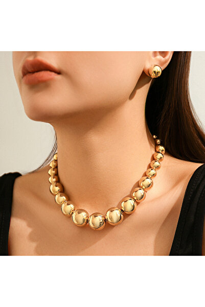 choice2 Gold Color 1 Punk Acrylic CCB Ball Bead Chain Necklace Drop Earrings ...