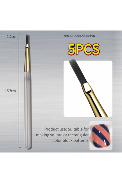 Choice مجموعة من 5 قطع، تتضمن فرشاة أو نصف فرشاة فن الأظافر بنمط مربعات فرنسي...