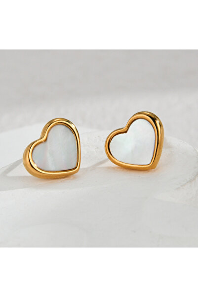 Choice E844-02 Fashion Stainless Steel White Shell Heart Shaped Series Earrin...