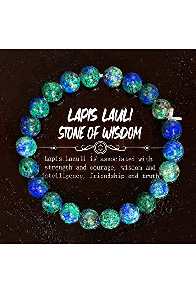 Choice سوار من حجر الحكمة بطول 18 سم، وحجر اللازورد بطول 8 مم، وحكمة التنوير ...