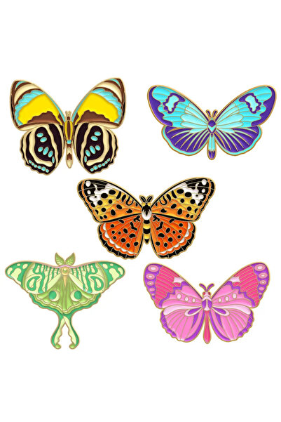 Choice XZ7375-79 5 قطع بروش سبيكة فراشة ملونة إبداعية على شكل حشرة حقيبة ملاب...