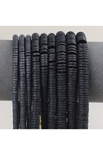 Choice1 8x2MM 200pcs 4/6/8mm Natural Black Lava Rk Stone Beads Flat Round Spa...