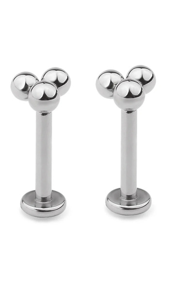 Choice 1.2 × 6 مم قطعتان من الفضة قطعتان من التيتانيوم G23 3 كرات خيط داخليًا شفة الأذن PIERC غضروف الأذن الزنمة He