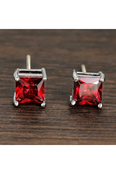 Choice A439-3 2023 New Shiny Red Square Cubic Zirconia Stud Earrings for Wome...