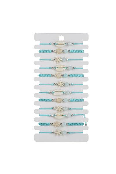Choice مجموعة أساور مكونة من 12 قطعة من تعليقات الأصداف ونجم البحر والسلحفاة،...