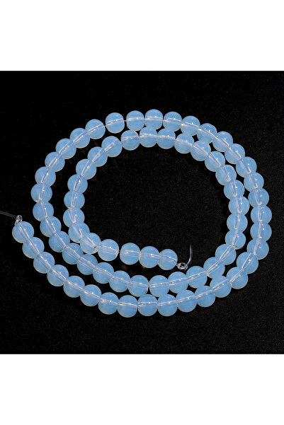 Choice3 6 مم (حوالي 57 قطعة) 1 سلسلة من خرز حجر الأوبال الأبيض الطبيعي 4-12 م...