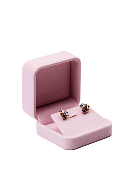 Choice علبة خاتم مخملية وردية اللون على شكل مسمار أذن، علبة أقراط كلاسيكية، ق...