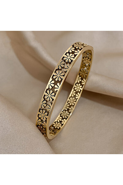 Choice Gold Color Yupsk Stainless Steel Hollow Daisy Flower Open Bracelet Ban...