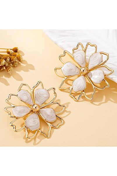 Choice زوج من الأقراط النسائية باللون الأبيض، صناعة يدوية ثلاثية الأبعاد لزيت...