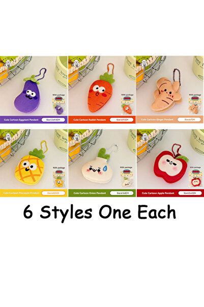 Choice Plush 6 Styles One Each 1/6 Pcs Creative food toy figurine pendant, ve...