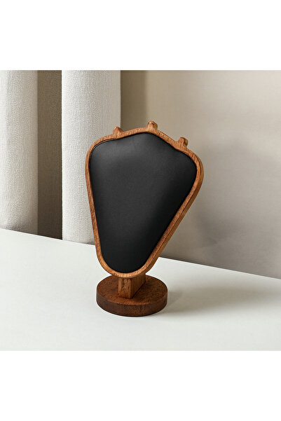 Choice حامل عرض مجوهرات خشبي عتيق أسود قطعة واحدة - حامل قلادات مخملي على شكل...