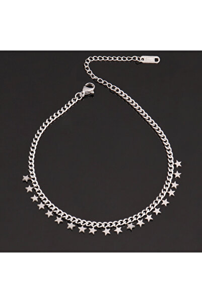Choice B3683 316L الفولاذ المقاوم للصدأ سلسلة قلب خلخال للنساء نجمة مستديرة شرابة قلادة سوار الكاحل على