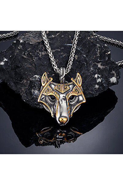 Choice سلسلة ذهبية بطول 60 سم، قلادة بانك فايكنج سلتيك وذئب، قلادة رجالية من الفولاذ المقاوم للصدأ، مستوحاة من أساطير الشمال، تحمل رمز أودين ورون.