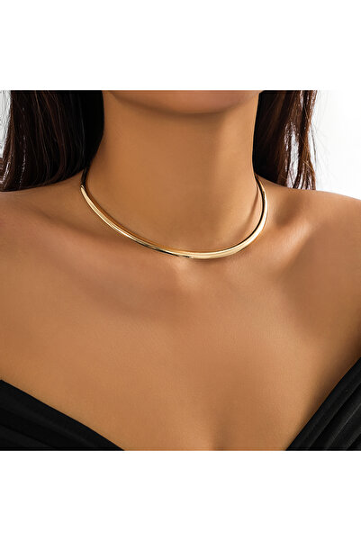 Choice قلادة تشوكر دائرية معدنية ناعمة من IngeSight.Z بلون ذهبي، للنساء، بسيط...